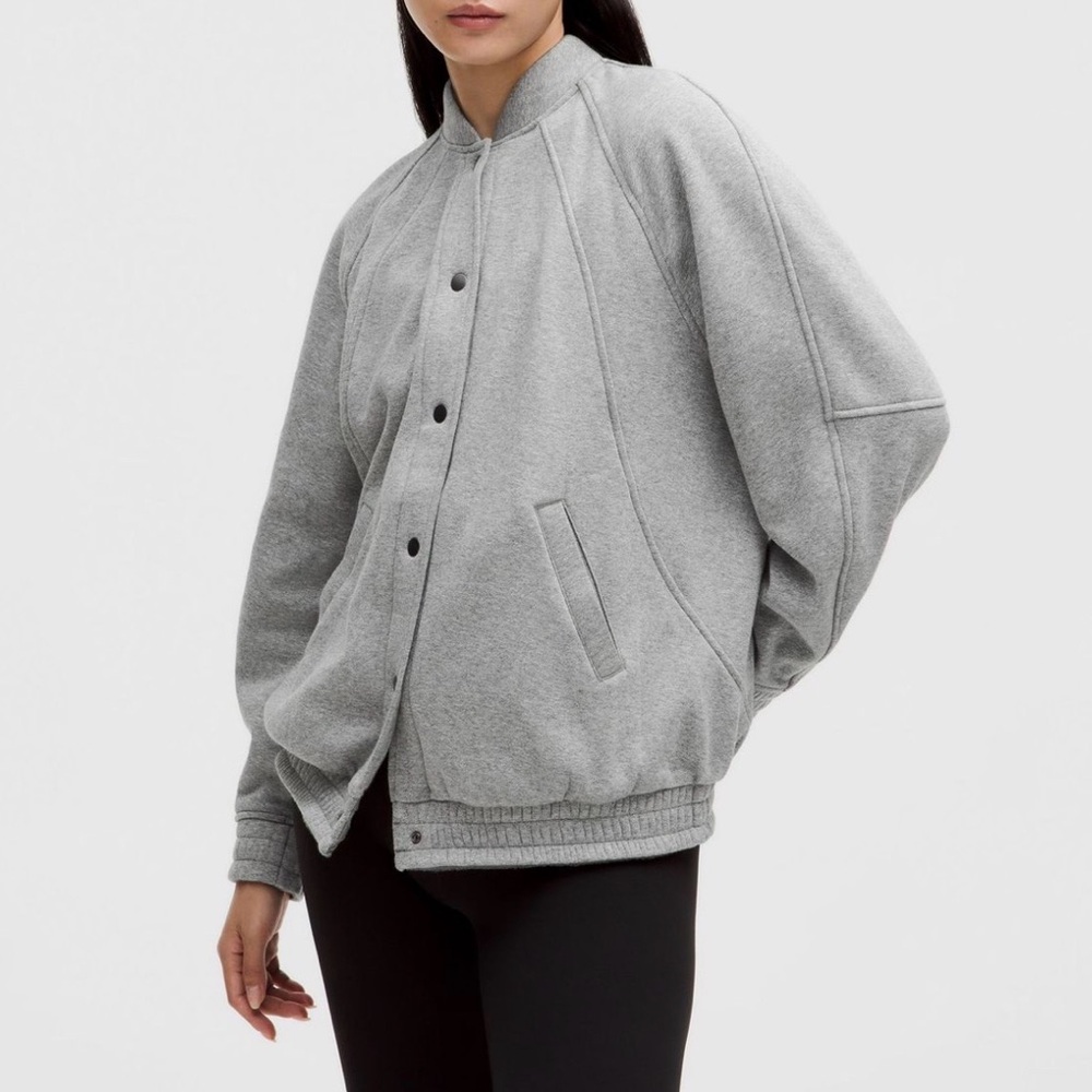 lululemon athletica Light Gray Scuba Oversized Varsity Jacket *Plush